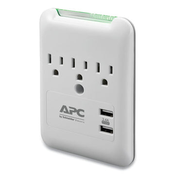 APC® Surgearrest Wall-mount Surge Protector, 3 Ac Outlets, 2 Usb Ports, 540 J, White freeshipping - TVN Wholesale
